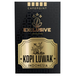Cafepoint Indonesia Kopi Luwak cibetková káva 50g, zrno Druh kávy-Raritná 100% Arabika Krajina pôvodu-Indonézia Hmotnosť balenia-50 g