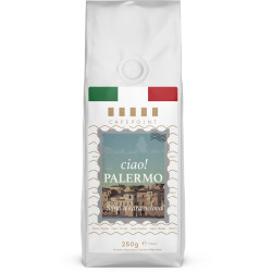 Cafepoint Ciao Palermo 250g, zrnková káva Výraznosť chuti-Intenzívna Intenzita praženia-stredné praženie Kréma-Vysoká Acidita-žiadna